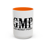 GMP "God Money Power" Accent Coffee Mug — Bold Black Scripture-Inspired Design (11/15oz)