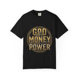 God Money Power T-Shirt — Bold Gold Graphic Tee