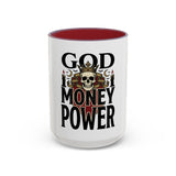 God Money Power-Coffee Mug — Skull Crown Gothic Accent Mug (11oz & 15oz)