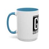 GMP 'God Money Power' Accent Coffee Mug – Bold Black Logo 11/15oz