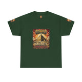 Graphic Tee — "God Money Power" Pyramid Vintage Religion Streetwear
