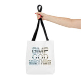 Money Power Tote Bag — 'GMP GOD' Metallic Typographic Canvas Tote