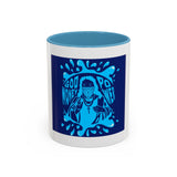 Blue Urban Prayer Coffee Mug — "God, Money, Power" Accent Mug