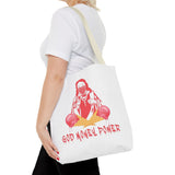 God Money Power Tote Bag — Bold Graphic Religious Streetwear Tote