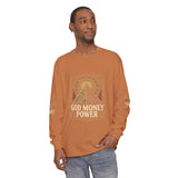 Long Sleeve T-Shirt — 'God Money Power' Pyramid Graphic