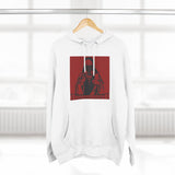 Three-Panel Fleece Hoodie — Red Icon Jesus Graphic Hoodie (I Don't Want Power Text)