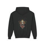 Youth Hoodie "God Money Power" Skull Graphic