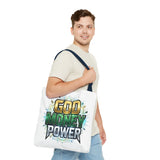 Tote Bag — "God Money Power" Graphic Religious Motivational Tote