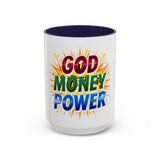 God Money Power Accent Coffee Mug — Inspirational Faith & Prosperity Gift (11/15oz)