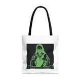 Graphic Tote Bag — Neon Green 'God Money Power' Icon Design