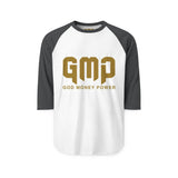 GMP "God Money Power" Raglan Shirt – Gold Logo 3/4 Sleeve Baseball Tee