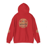 God Money Power Hoodie – Gold Globe Graphic Religious Streetwear