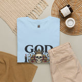 Graphic Tee — "God Money Power" Skull Design