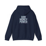 Hoodie — "God Money Power" Chrome Text Pullover