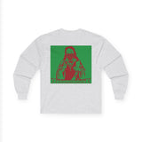 Long Sleeve Tee — Retro Religious Icon Graphic (Green/Red)