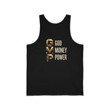 GVP Gold Text Tank — "God Money Power" Graphic Tank Top