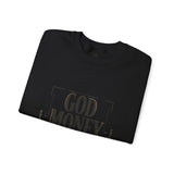 Crewneck Sweatshirt — "GOD MONEY POWER" Bold Typography Pullover