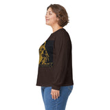 Long Sleeve Tee — Gold Saint Illustration with "I Got Money Power" Banner