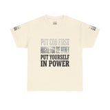 Inspirational Faith Tee — "Put God First, Hustle for the Money, Put Yourself in Power"