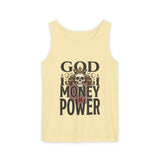God Money Power- Skull Graphic Tank Top