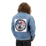 Denim Jacket — 'God Money Power' Patriotic Back Patch Men's Jean Jacket