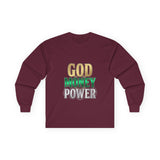 God Money Power -Long Sleeve Tee — Inspirational Faith & Wealth Graphic Shirt