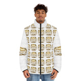Puffer Jacket — Gold Trophy Plaid All-Over Print
