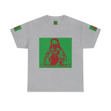 Graphic Tee — Masked Saint Illustration (Red & Green)