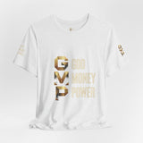 GVP 'God Money Power' Graphic Tee – Gold Lettering Christian Streetwear
