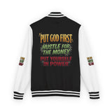 Letterman Jacket - "Put God First, Hustle for the Money" Inspirational Varsity Jacket