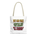Inspirational Gospel Tote Bag — "Put God First, Hustle for the Money, Put Yourself in Power"