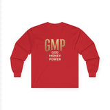 GMP (God Money Power) Long Sleeve Tee — Gold Logo Faith Streetwear
