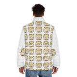 Puffer Jacket — Gold Trophy Plaid All-Over Print