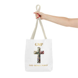 GMP 'God Money Power' Floral Cross Tote Bag