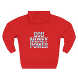 God Money Power Hoodie — Religious Statement Pullover with Bold Typography