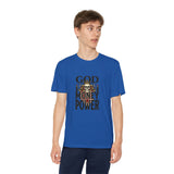 Youth Graphic Tee — "God Money Power" Skull Design