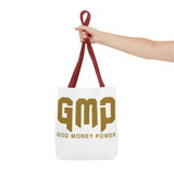 GMP 'God Money Power' Gold Logo Tote Bag - Inspirational Christian Canvas Tote