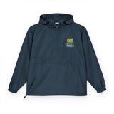 God Money Power- Royal Blue Packable Anorak Jacket with Floral Patch — Lightweight Hooded Windbreaker