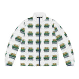 Men's All-Over Print Puffer Jacket — 'God Is My Power' Graphic Winter Coat