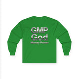 Long Sleeve Tee — GMP God "Money Power" Metallic Logo