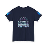 God Money Power Graphic Tee — Blue Urban Streetwear T-Shirt