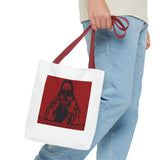 Jesus Icon Masked Tote Bag - 'Lord Money Power' Red Graphic Tote