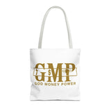 GMP "God Money Power" Gold Logo Tote Bag — Inspirational Faith & Prosperity Canvas Tote