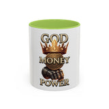 Coffee Mug — "God Money Power" Crown & Gauntlet Accent Ceramic Mug (11/15oz)