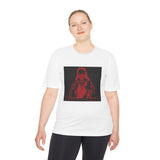 Red Prayer Graphic Tee — Retro Gothic Nun Illustration Moisture-Wicking Shirt