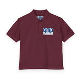 Kids White Polo Shirt with 'GMP Good Money Power' Navy Logo — Youth DryBlend® Jersey