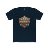 Crew Tee — "God Money Power" Vintage Shield Graphic