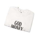 Crewneck Sweatshirt — "GOD MONEY POWER" Bold Typography Pullover