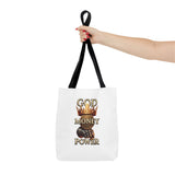 God Money Power Crown Tote Bag — Religious Inspirational Statement Tote