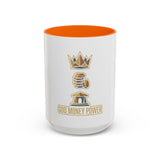Accent Coffee Mug — "God Money Power" Crown & Wealth Icon Ceramic Mug (11/15oz)